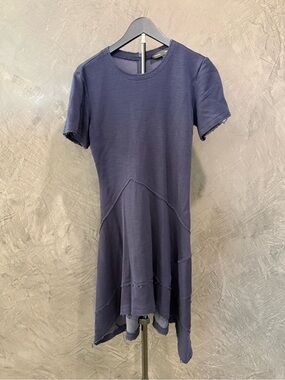 Proenza Schouler Navy Asymmetrical Short-Sleeve Dress